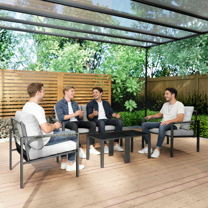 Outdoor Furniture Set for 4, Weatherproof, Light Grey