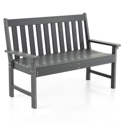 Venkovní zahradní lavice, HDPE, 132 cm, odolná vůči počasí, šedá