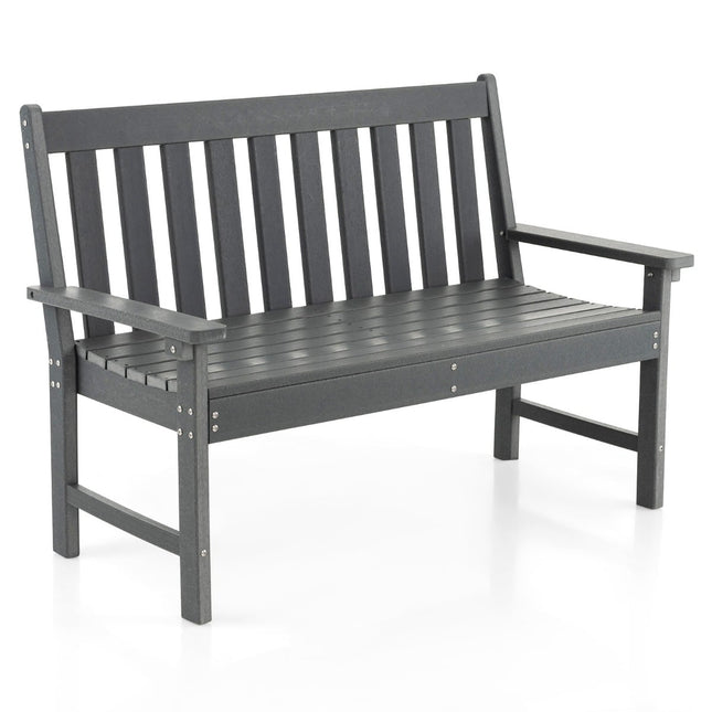 Venkovní zahradní lavice, HDPE, 132 cm, odolná vůči počasí, šedá