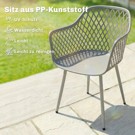 Venkovní zahradní židle, sada 4 ks, plast odolný vůči UV, šedé