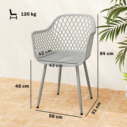 Venkovní zahradní židle, sada 4 ks, plast odolný vůči UV, šedé
