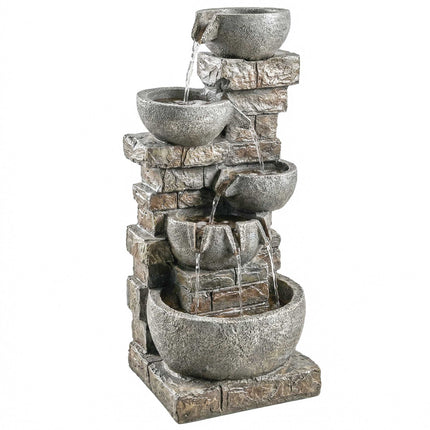 Outdoor Garden Fountain with 5-Tier Waterfall and LEDs
