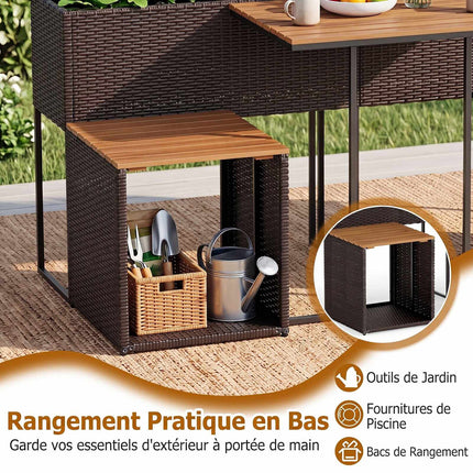 Outdoor Garden Furniture Set with Raised Planter & Chairs