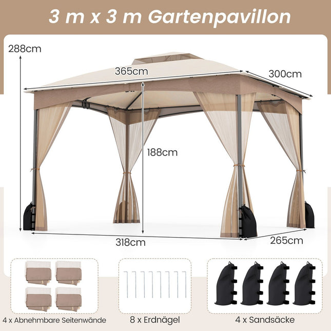 Venkovní altán 3.6 x 3 m s moskytiérou a pytli s pískem
