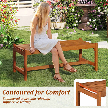 Outdoor Hardwood Dining Bench Set of 2, 44 Inch, Teak Oil Finish
