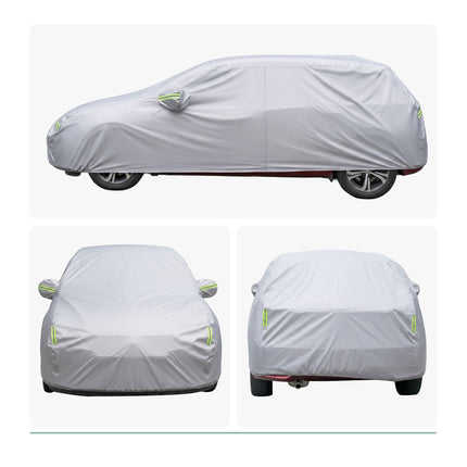 Venkovní plachta na auto hatchback, 400–435 cm, stříbrná