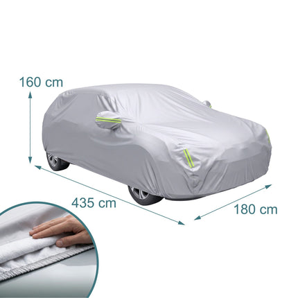 Venkovní plachta na auto hatchback, 400–435 cm, stříbrná
