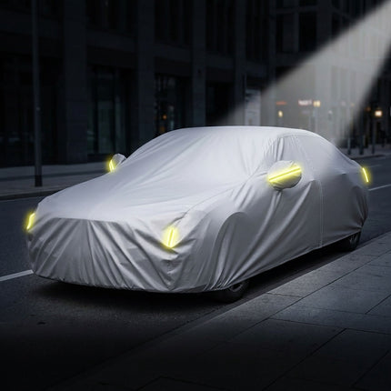 Venkovní plachta na auto hatchback, 400–435 cm, stříbrná