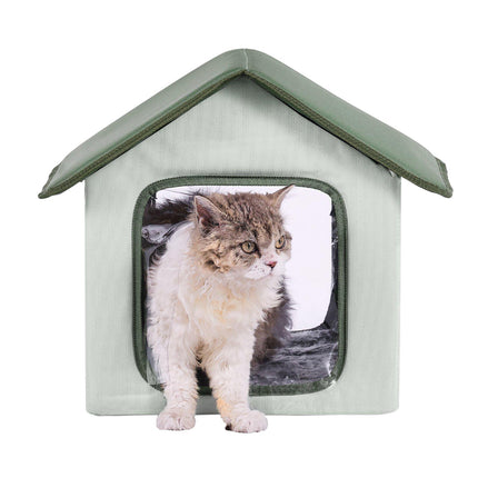Outdoor Heated Cat House with Timer, Elevated, Small