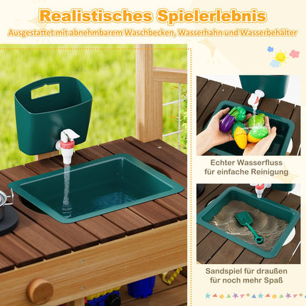 Venkovní dětská bahenní kuchyňka s dřezem a truhlíkem