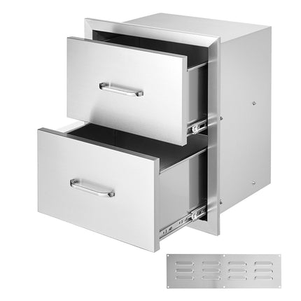 Outdoor Kitchen Double Drawers, Stainless Steel, 18x20.6 in