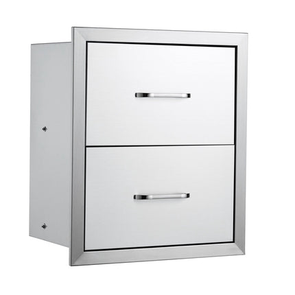 Outdoor Kitchen Double Drawers, Stainless Steel, 18x20.6 in