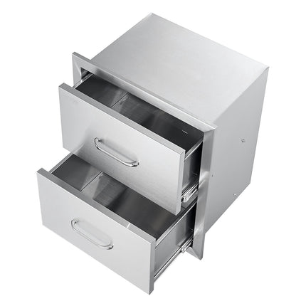 Outdoor Kitchen Double Drawers, Stainless Steel, 18x20.6 in