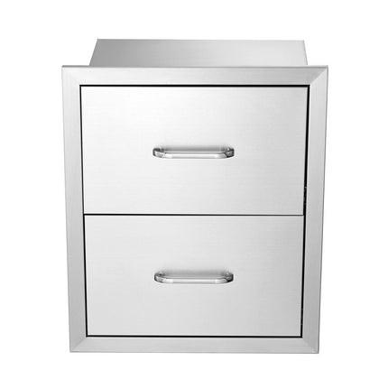 Outdoor Kitchen Double Drawers, Stainless Steel, 18x20.6 in