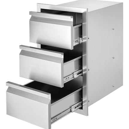 Outdoor Kitchen Drawer, Built-In 3-Tier 201 Stainless Steel