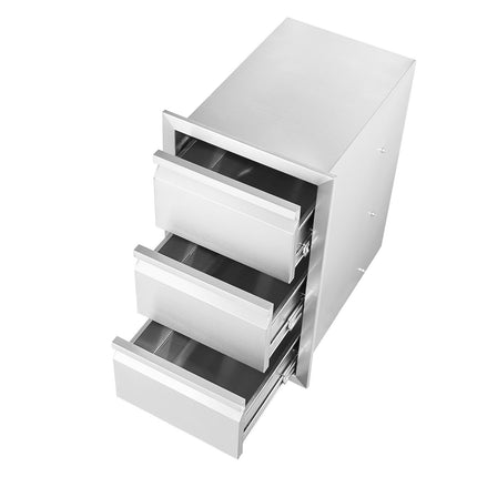 Outdoor Kitchen Drawer, Built-In 3-Tier 201 Stainless Steel