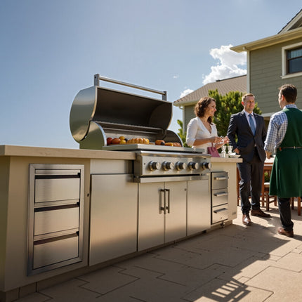Outdoor Kitchen Drawer, Built-In 3-Tier 201 Stainless Steel
