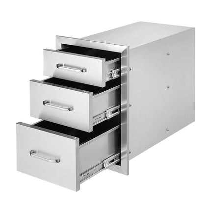 Outdoor Kitchen Drawers, 3-Tier Stainless Steel, 14x23 in