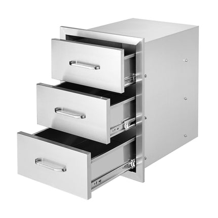Outdoor Kitchen Drawers, 3-Tier Stainless Steel 16x21.5x18