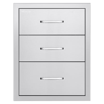 Outdoor Kitchen Stainless Steel Triple Drawer Cabinet, 18.11 in