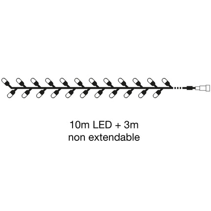 Venkovní LED světelný řetěz, 10m 100 LED, teplá bílá 12V