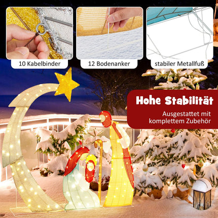 Venkovní osvětlený betlém, 151 cm, 140 LED teplá bílá