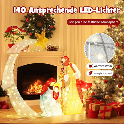 Venkovní osvětlený betlém, 151 cm, 140 LED teplá bílá