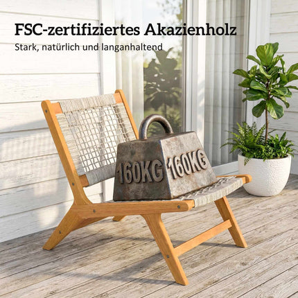 Venkovní set lounge křesel, akátové dřevo a ratan, 2dílný