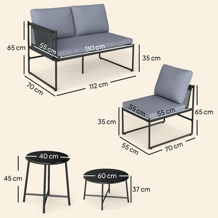 Venkovní lounge set pro 4-5 osob s pohovkou a stolem