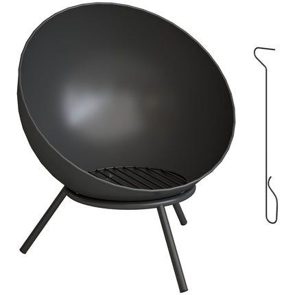 Venkovní kovové ohniště, 60cm, černé, snadná montáž