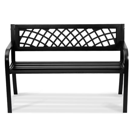 Outdoor Metal Garden Bench 46 In, 480 Lb, Backrest, Armrests