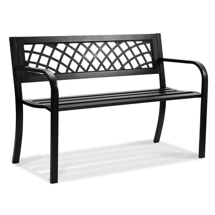 Outdoor Metal Garden Bench 46 In, 480 Lb, Backrest, Armrests