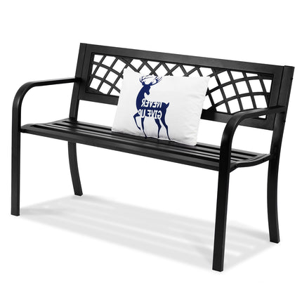 Outdoor Metal Garden Bench 46 In, 480 Lb, Backrest, Armrests