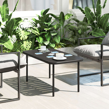 Outdoor Metal Patio Table, Weatherproof, 90x50x43 cm