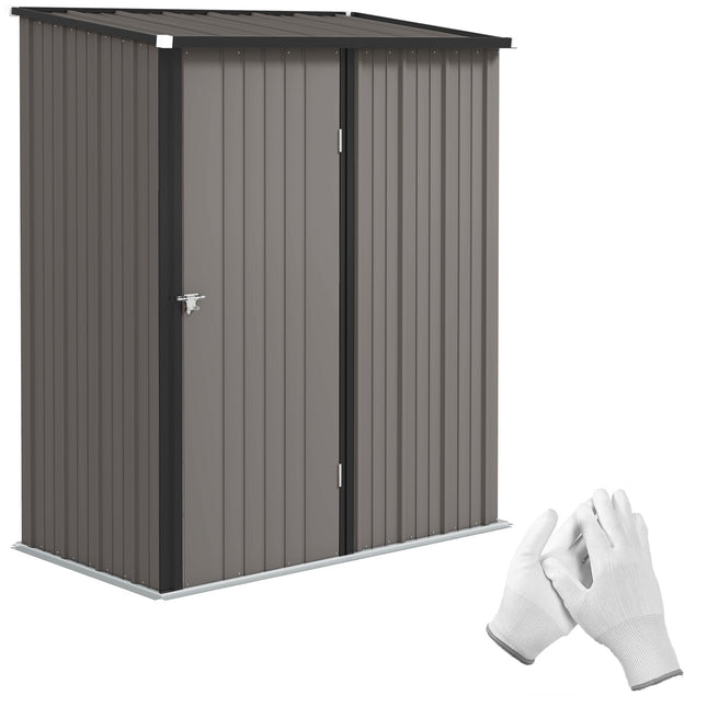 Outdoor Metal Storage Shed, Lockable Door, 161.5 x 94.5 x 196 cm