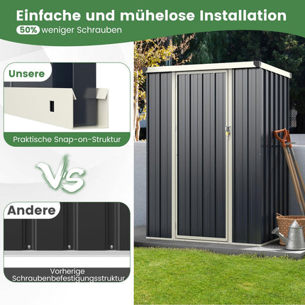 Outdoor Metal Storage Shed, Weatherproof & Lockable, 117x89 cm