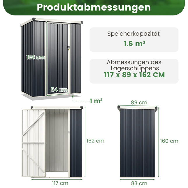 Outdoor Metal Storage Shed, Weatherproof & Lockable, 117x89 cm