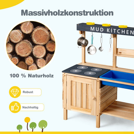 Outdoor Mud Kitchen for Kids with Removable Sink & Accessories