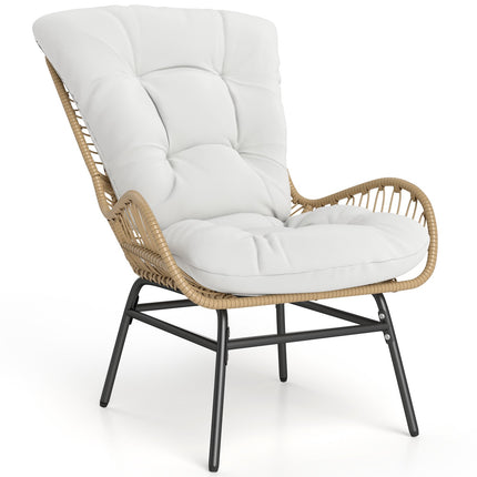Venkovní jídelní židle z PE ratanu s krémově bílým sedákem
