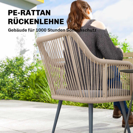 Venkovní set zahradních židlí, ocelová konstrukce, PE ratan, 2 kusy