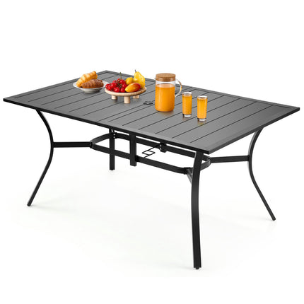 Outdoor Patio Dining Table 150cm, Metal, Umbrella Hole