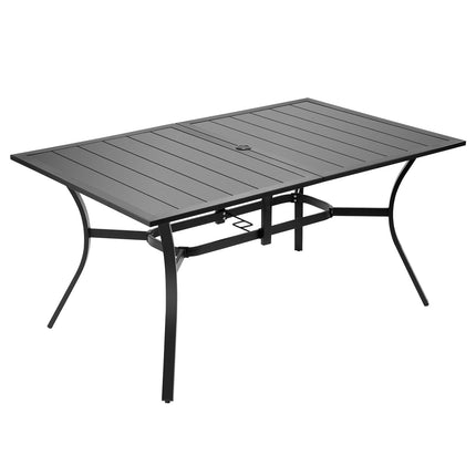 Outdoor Patio Dining Table 150cm, Metal, Umbrella Hole