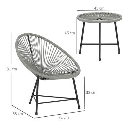 Outdoor Patio Set – 2 Rattan Chairs, Glass Table, Steel Frame