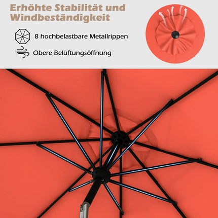Outdoor Patio Umbrella, 300cm, Tilt & Crank, Orange