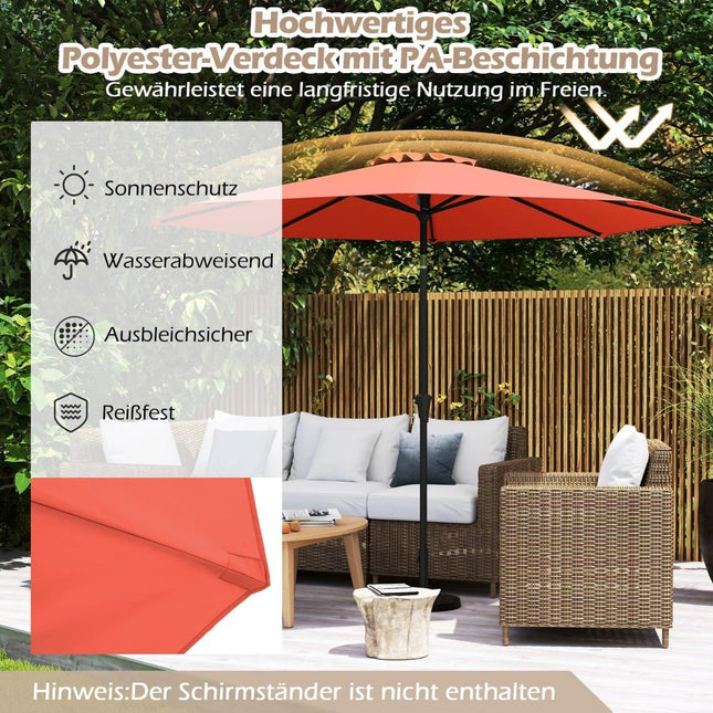 Outdoor Patio Umbrella, 300cm, Tilt & Crank, Orange