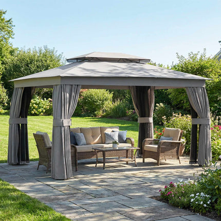 Outdoor Pavilion with UPF30+ Roof and Curtains