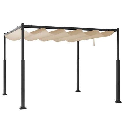 Zahradní pergola 10x10 Ft, zatahovací baldachýn, béžová