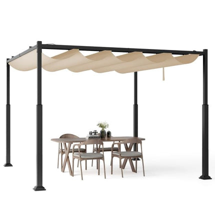 Zahradní pergola 10x10 Ft, zatahovací baldachýn, béžová