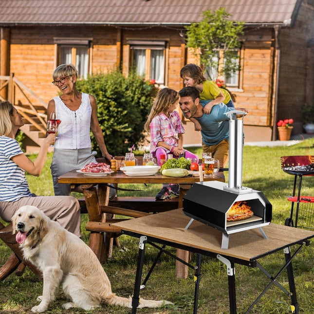 Venkovní pec na pizzu s kamenem, lopatou a teploměrem