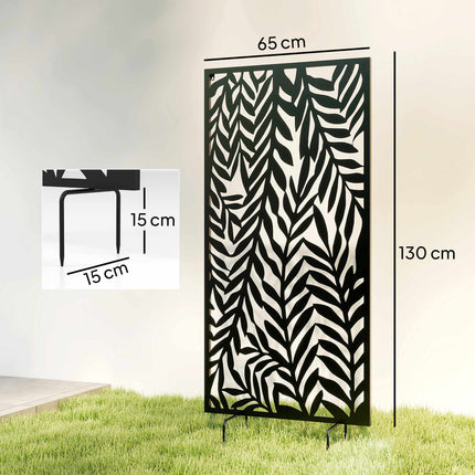 Zahradní zástěna, kovová, 65x130 cm, černá